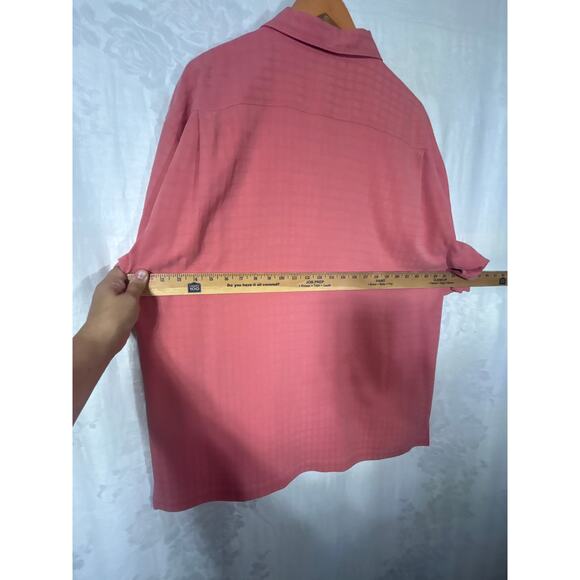 Tommy Bahama Button Up XL 100% SILK Salmon Textured - Picture 12 of 14